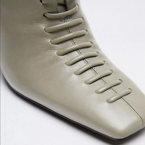 ✨Host Pick✨ ZARA LACE UP GENUINE LEATHER HIGH HEEL ANKLE BOOTS - Picture 10 of 12